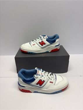 New Balance Kids White Sneakers with Blue and Red Accents / no original box /